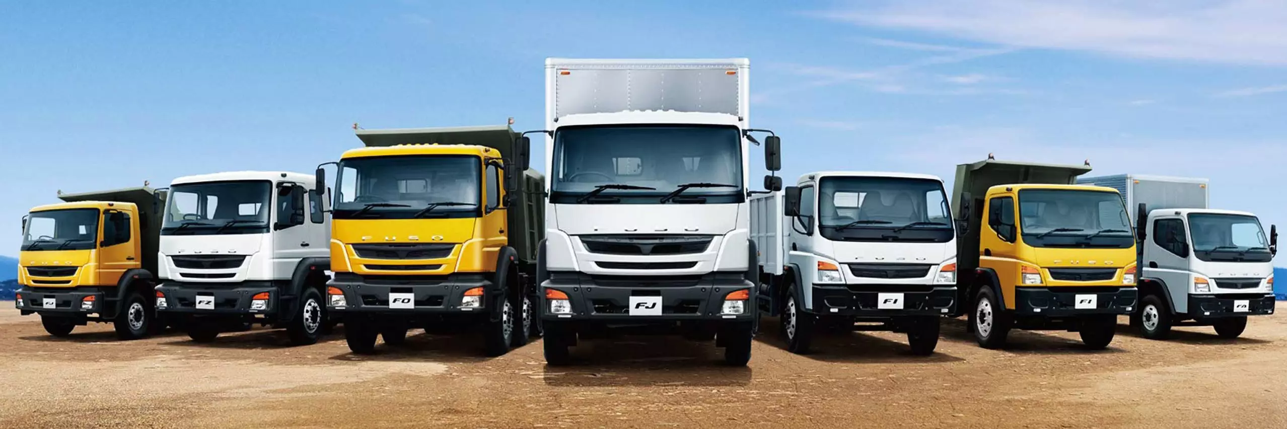 La iconica gama de productos FUSO, que ofrece camiones de carga de maxima calidad para negocios