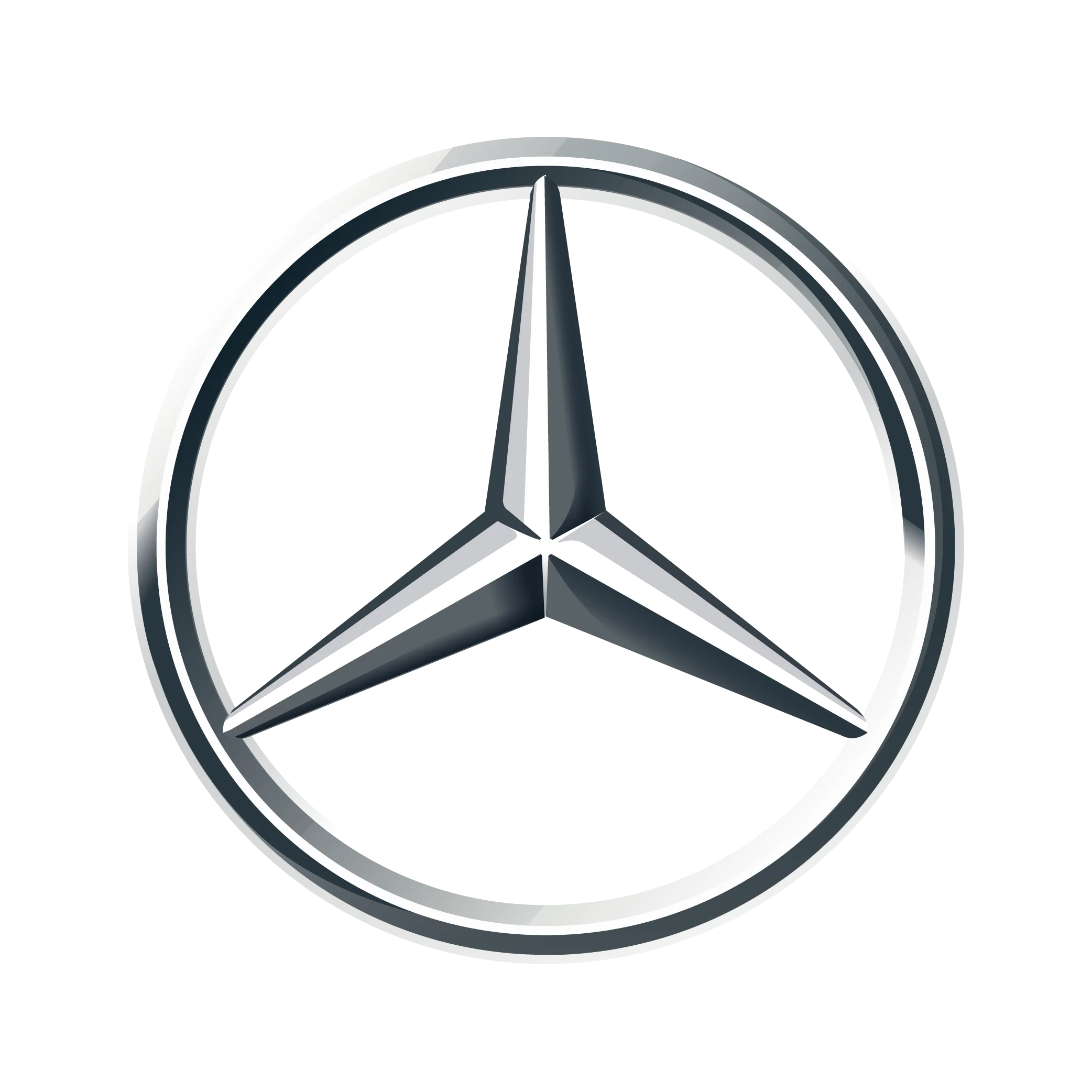 Logo con fondo blanco de la iconica estrella plateada de Mercedes-Benz